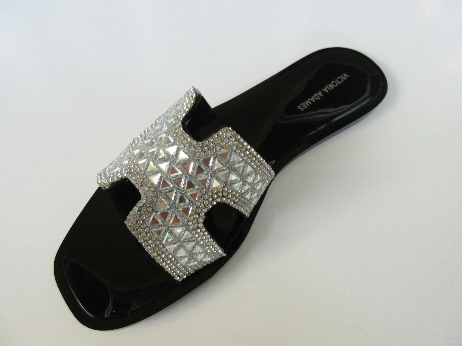 Victoria Adames Black Jelly Slide With Embellished Rhinestone Strap Soho Style