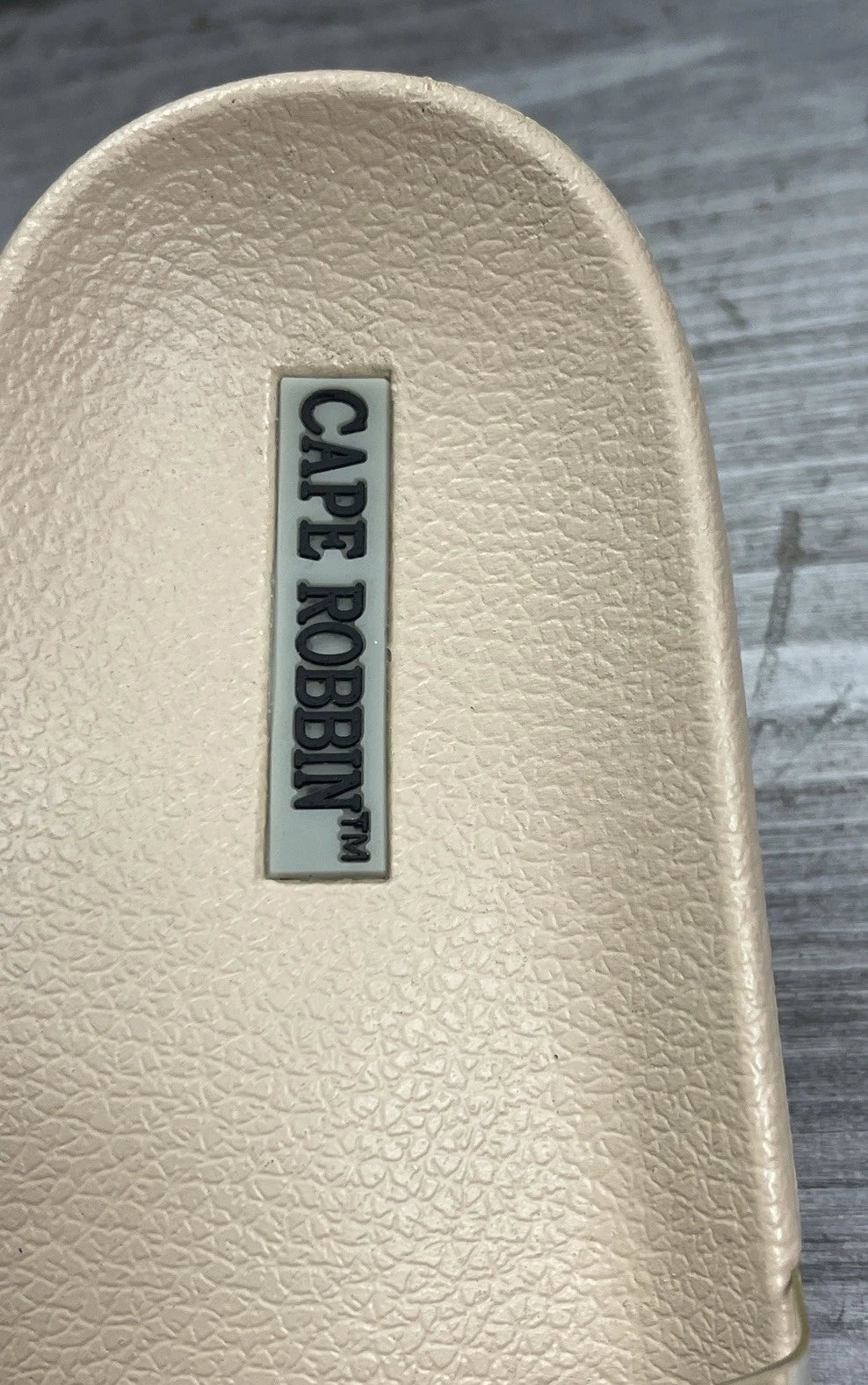 Cape Robbin Clear & Tan Strap Slides Sandals Beach Slip On Flats Mules - Size 7