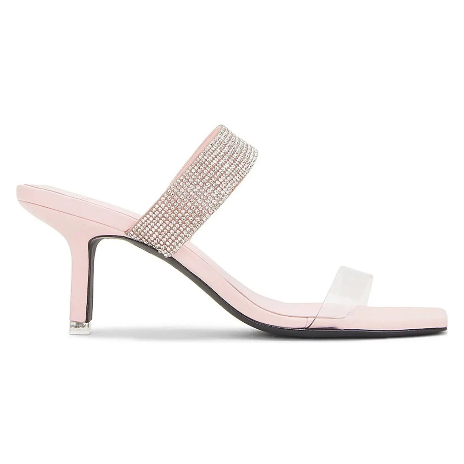 Black Suede Studio Cali SILVER Glitter Slide Sandal Womens Size 38.5