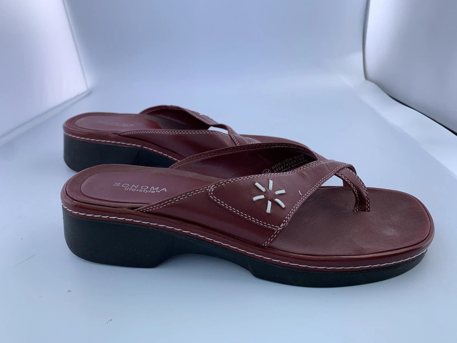 Sonoma Life + Style Womens 9.5m,  M Horizon Red Leather Sandals Strap