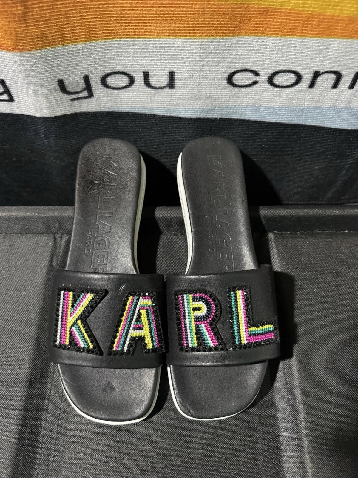 Karl Lagerfeld Paris Jaxine Embellished Platform Sandals Women’s Size 7.5 M