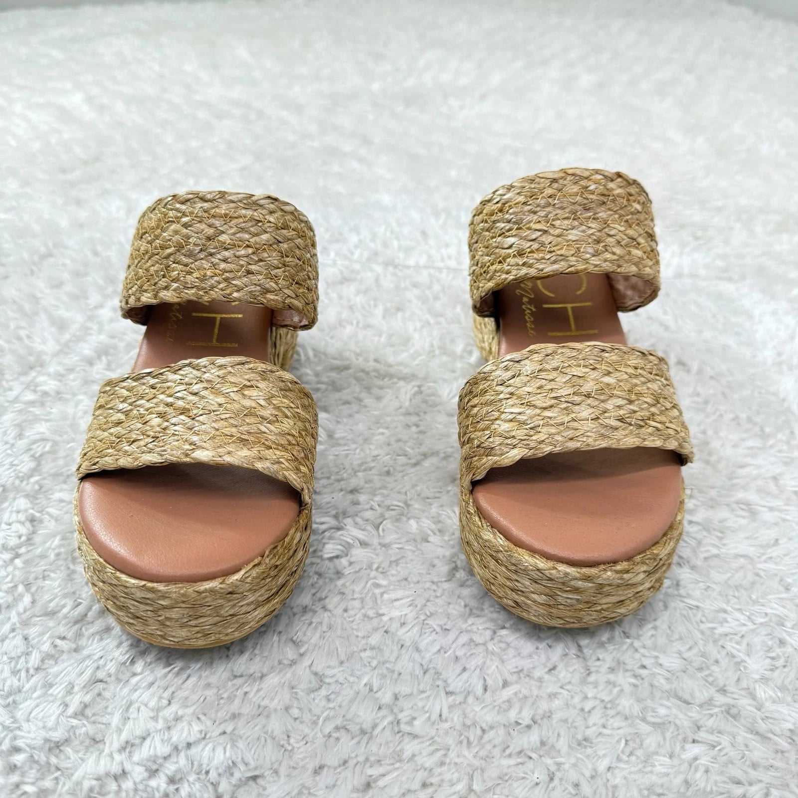 Beach By Matisse Platform Sandals Women's 9 Woven Raffia Espadrille Slides