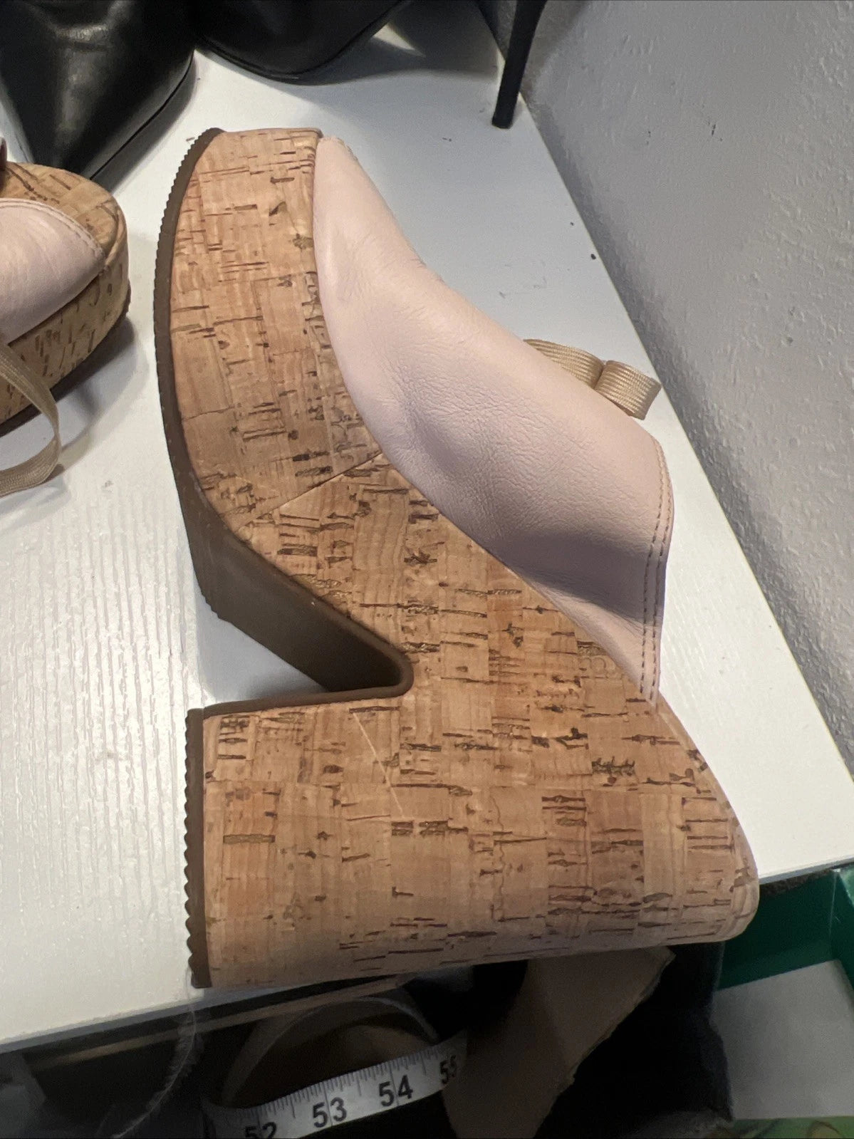 Luiza Barcelos 40 Platform Leather Mules Open Toe Slide Sandal Pink Leather Gold