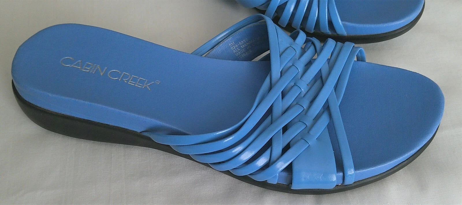 Cabin Creek Womens Strappy Slide Flat Sandals Size 8M Blue 1.5" Heel