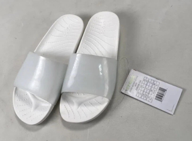 NWT Crocs Splash Glossy Slide White Sandals Size 5. Style 208538-100