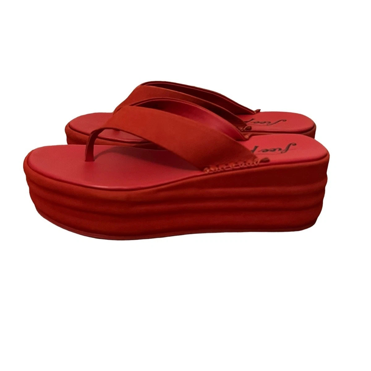 Free People Haven Thong Platform Sandal Flame Red Women's Sz EU 38 US 8 NEW