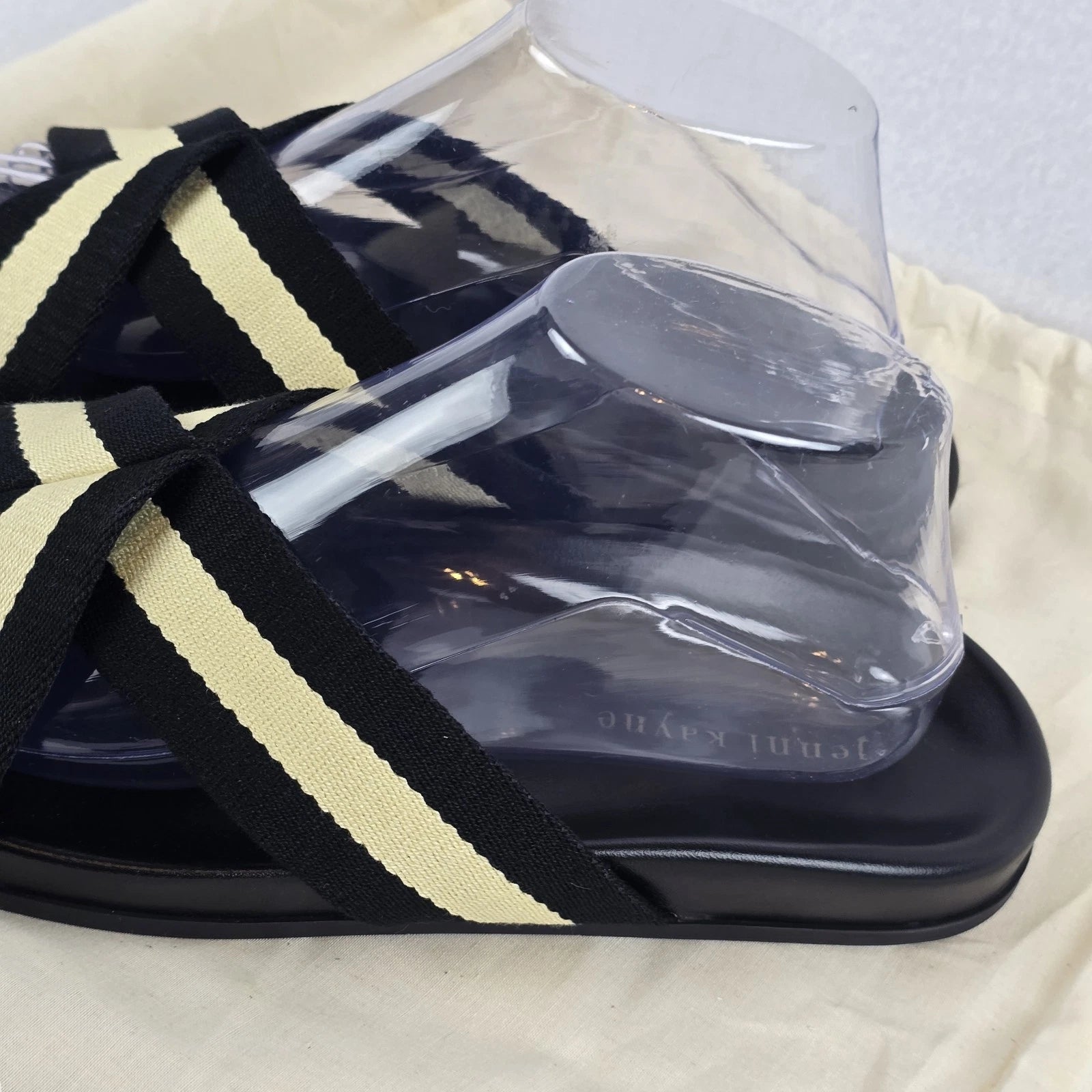 $325 Jenni Kayne Stripe Cotton Crossover Sandals Sz 40 EU 9 US Minimalist Beachy