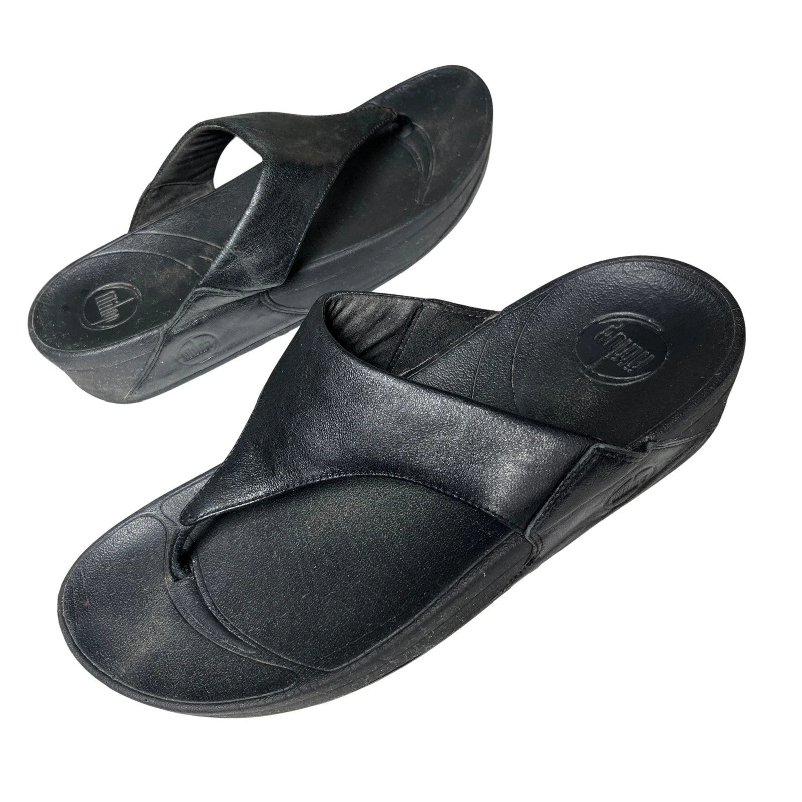 Fitflop Leather Black Sandals US 9 EU 41 Flip Flops Style 288-001