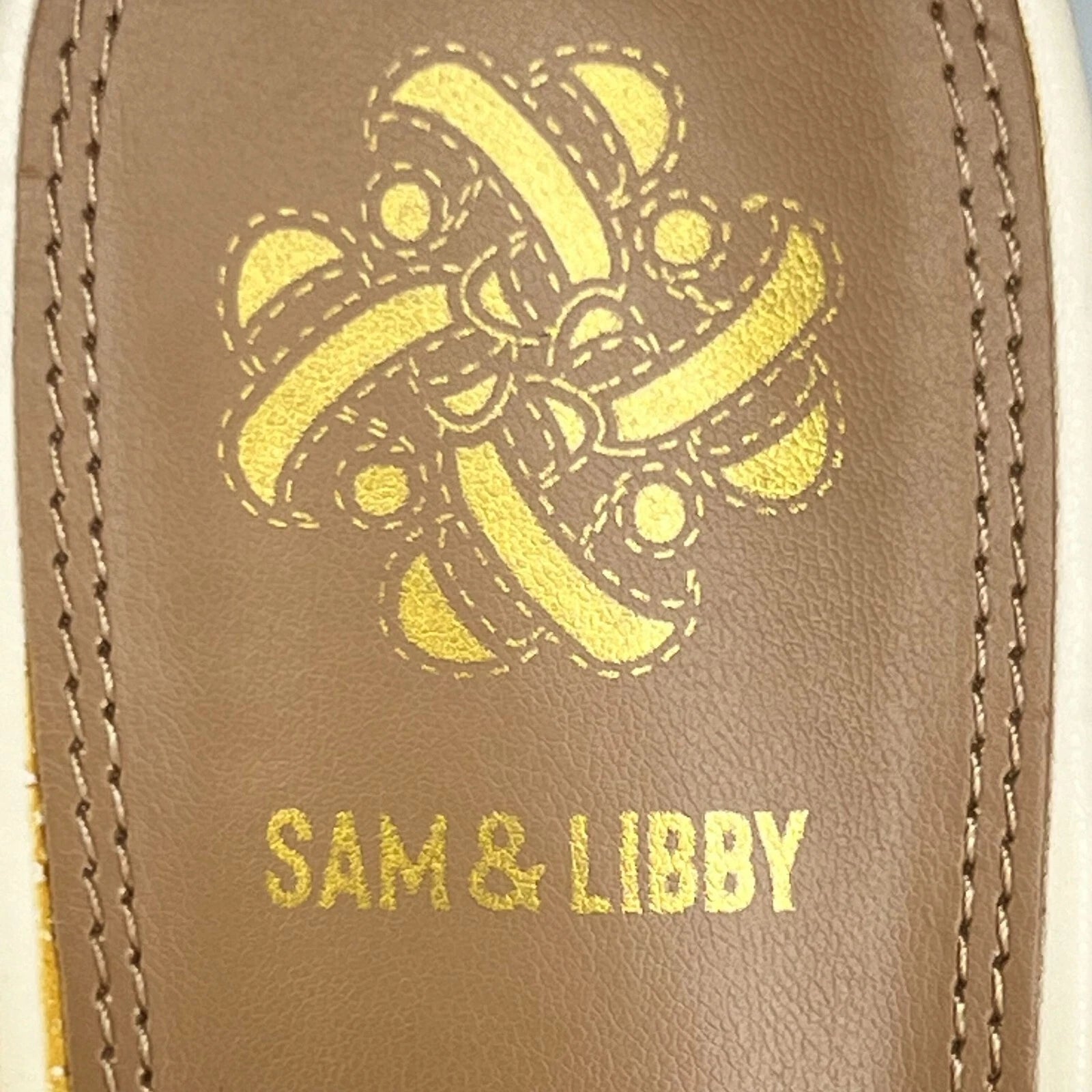 Sam & Libby Womens Cayla Ivory Faux Leather Cork Wedge Slide Size 9 Sandals