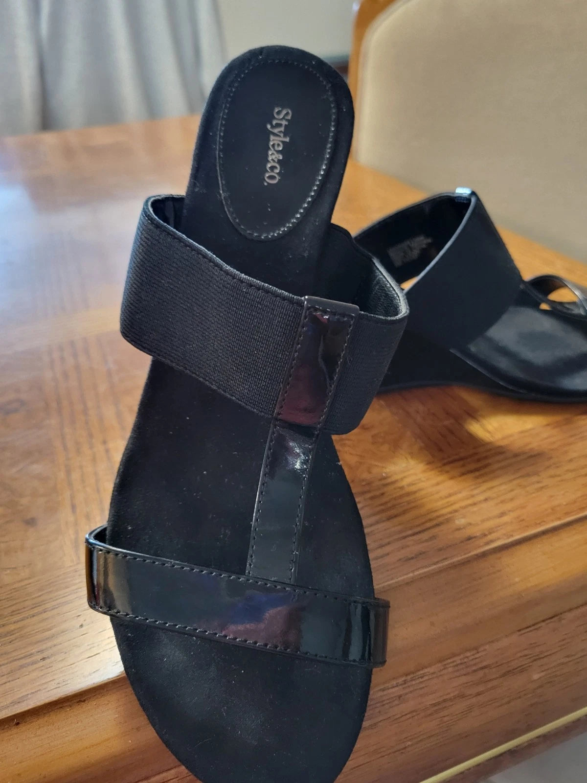 Black Wedge Heel Dressy Sandal By Style & Co Sz 8M