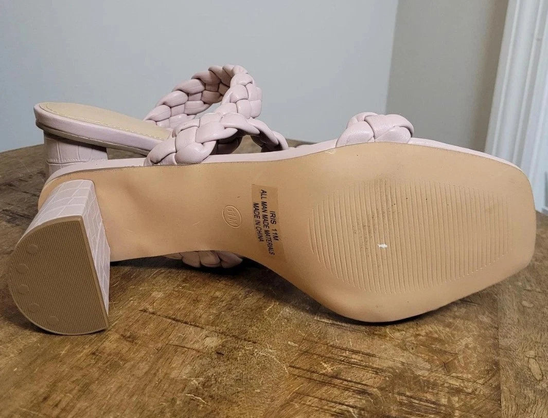 DUNES Pink Iris Braided Memory Foam Slide Heel Sandals