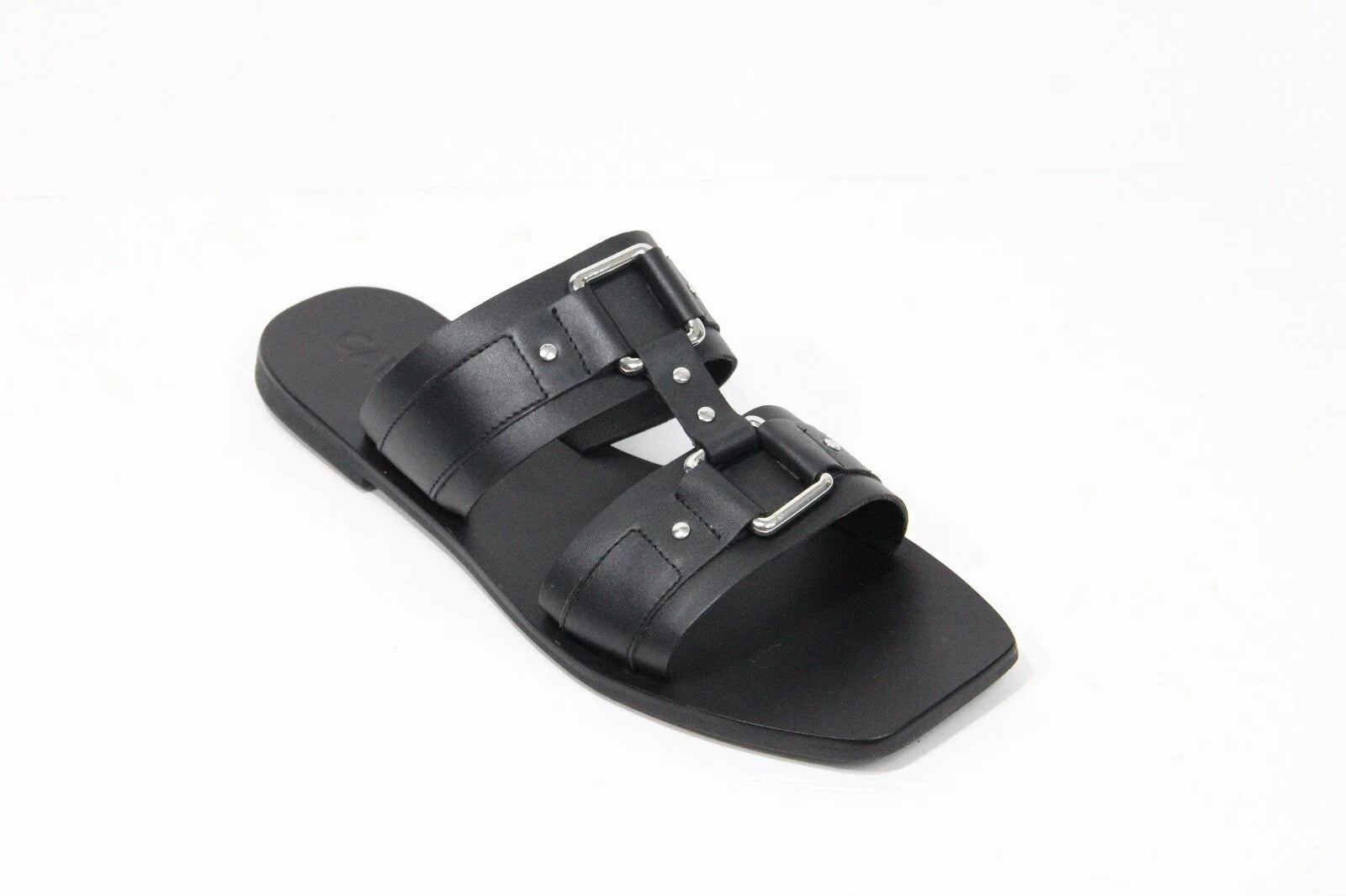 Caverley Cass Slide EU 40 NEW Black Leather Flat Sandal Women Minimalist style