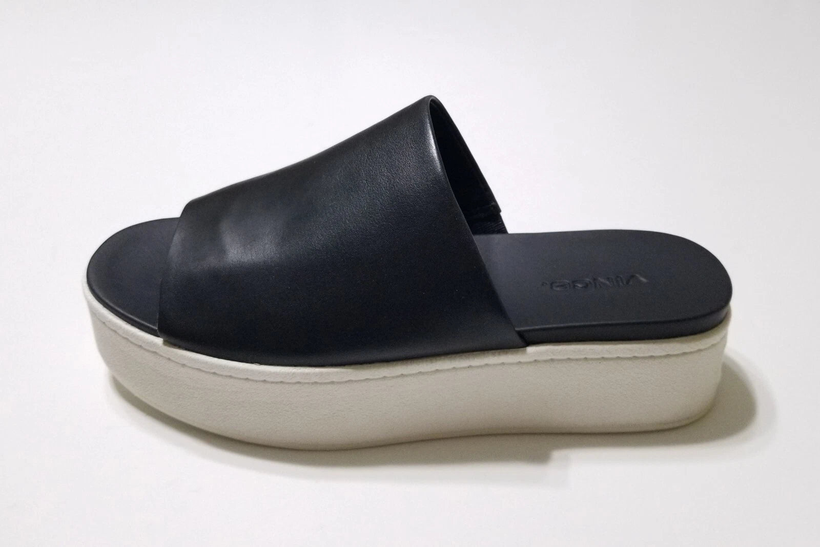 NIB Vince Walford Leather Platform Slide Sandals in Black Size 6.5, 9 $225