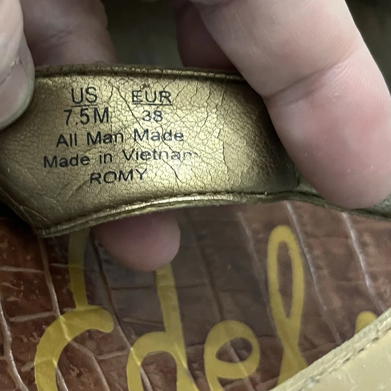 Sam Edelman Women's Romy Sandal Size 7.5 M Cork Wedge Platform Tan Thong Slide