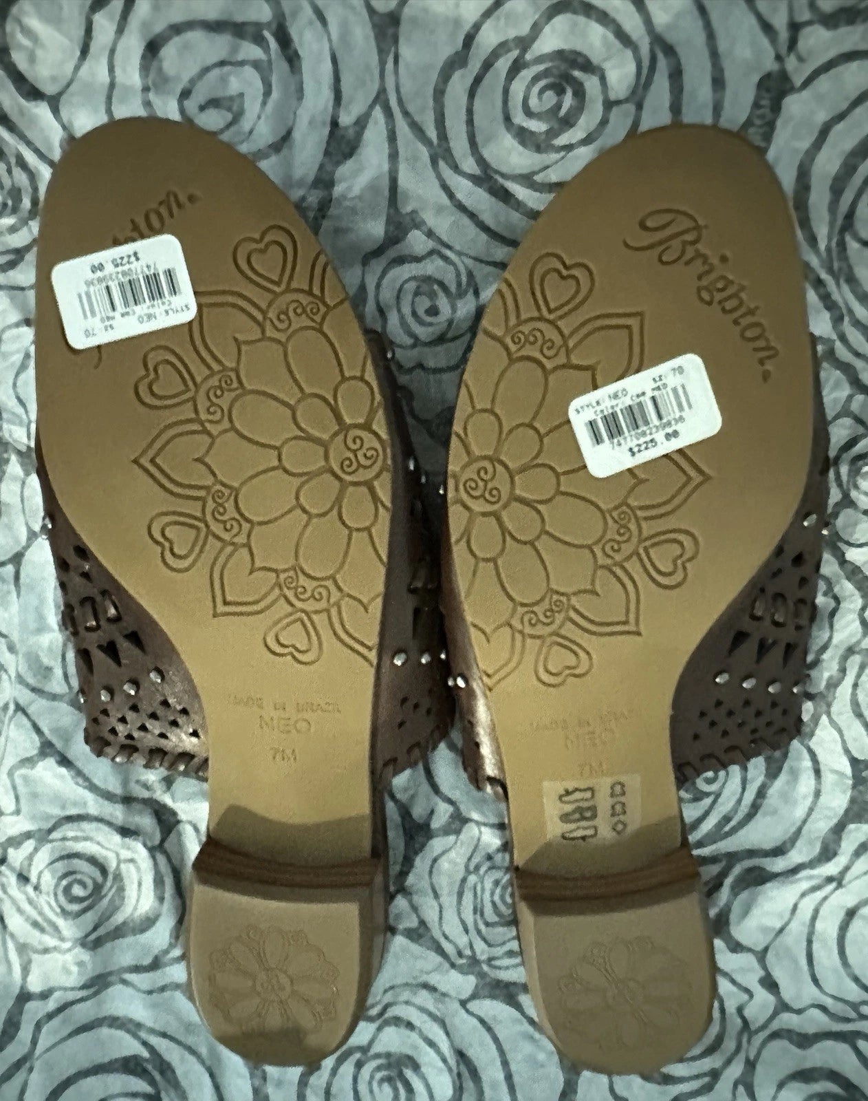 NWT - Brighton Sandal Slides Style NEO Brown Leather Silver-tone Hardware Size 7