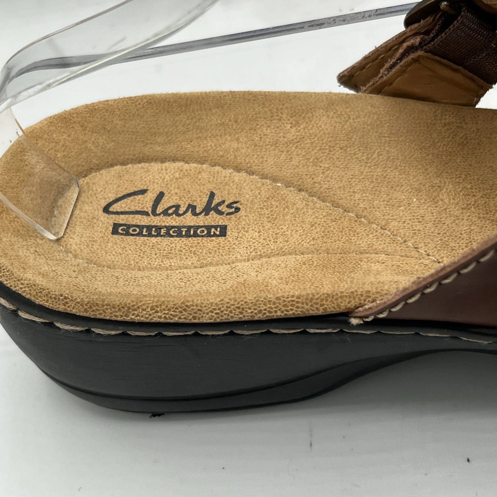 Clarks Leather Strappy Buckle Sandals Brown Red Women’s 11 Comfort Boho Style