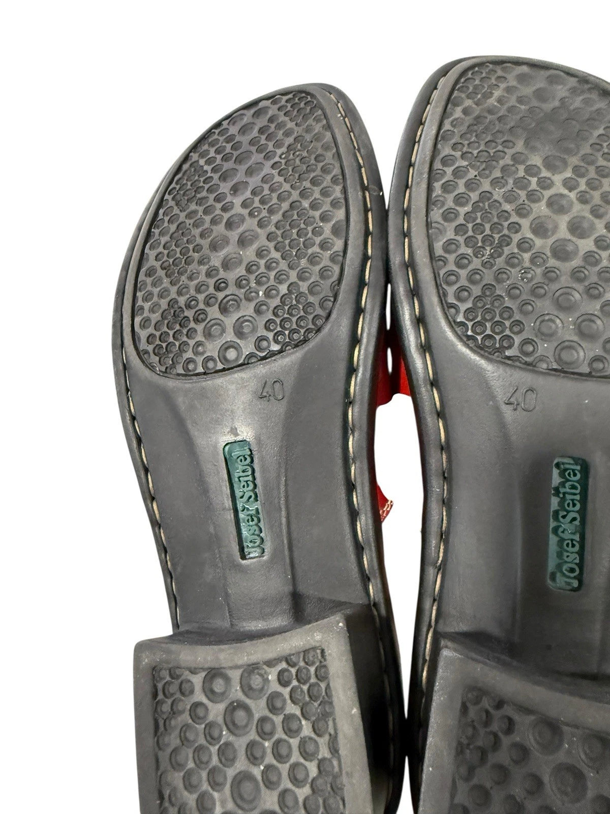 Josef Seibel Leather Slide Style Open Toe Sandals Red Womens EU 40 US 9/9.5