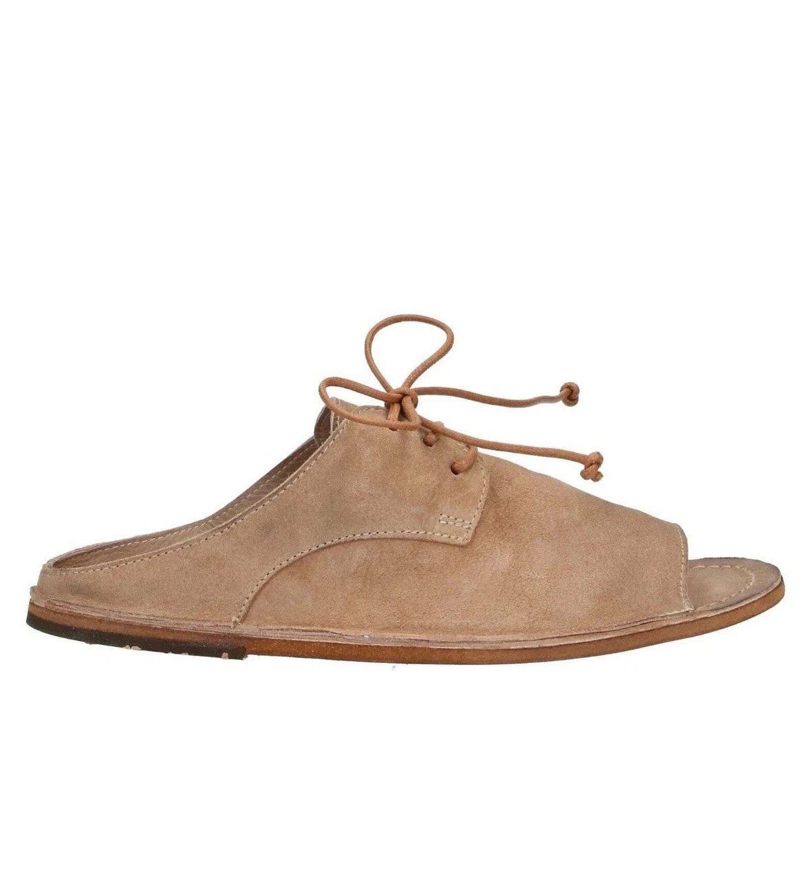 Marsell Sandalaccio Lace Suede Leather Derby Style Slide Sandals in Beige 36 1/2