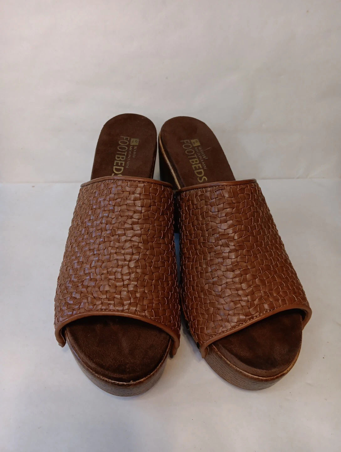 White Mountain Foot beds Altoria Womens 9 Brown Y2K Style Slide Platform Sandals