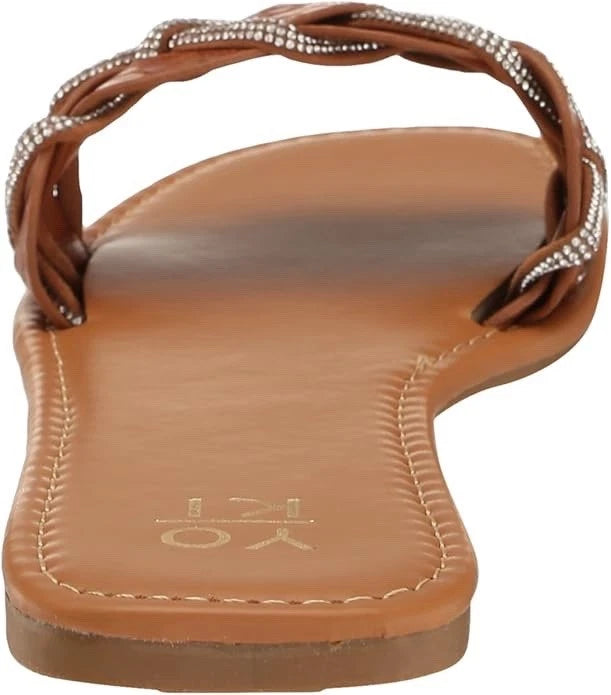 YOKI Women's Fashion Flat Sandal, Rust, Brown,Sz 6.5