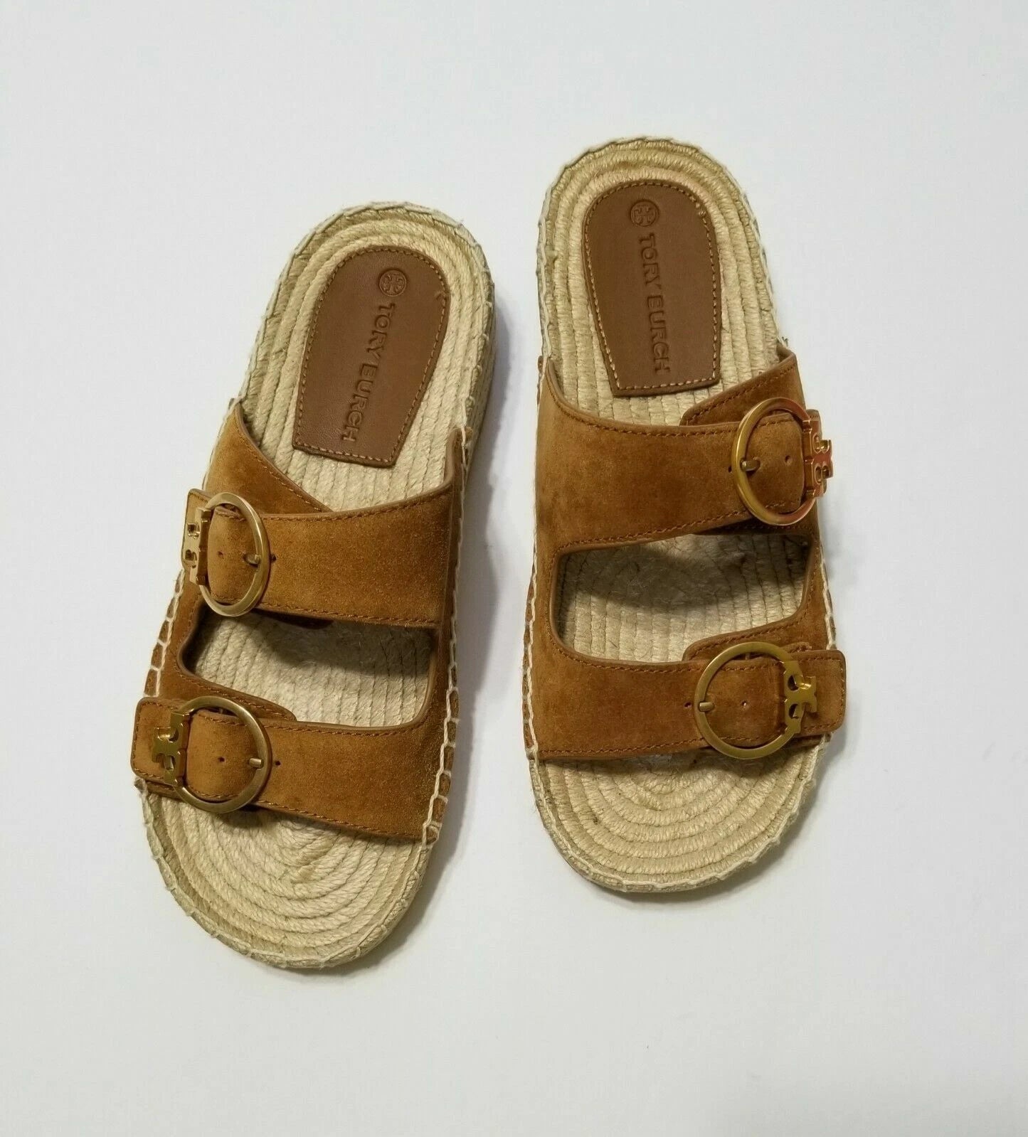 NEW Tory Burch Selby Two-Band Espadrille Slide Sandal in Rhum Size 7, 8, 9.5