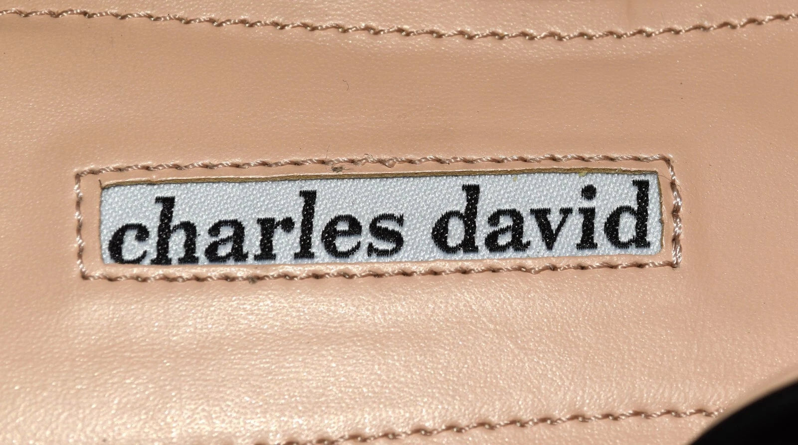 Charles David  Siamese Banded Black Leather Women Slide Sandals 7.5M NWOB