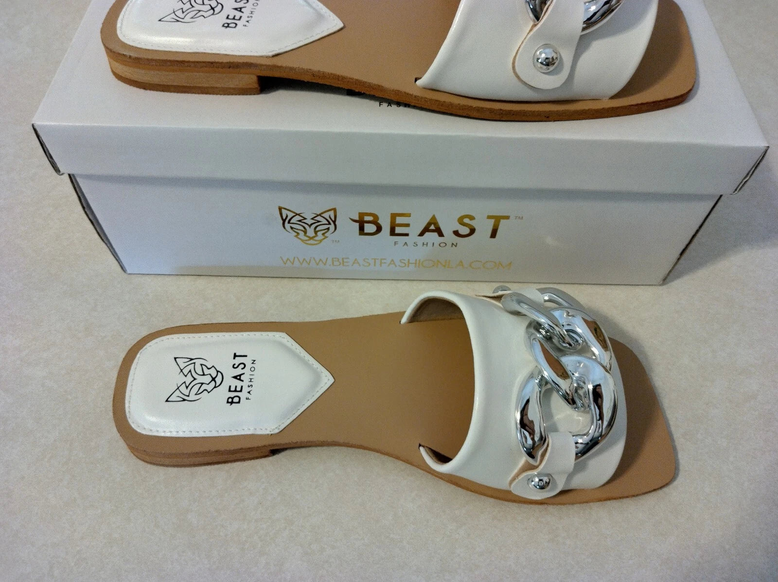 Beast Fashion Size 7.5 LANA-01 White Sandals NIB