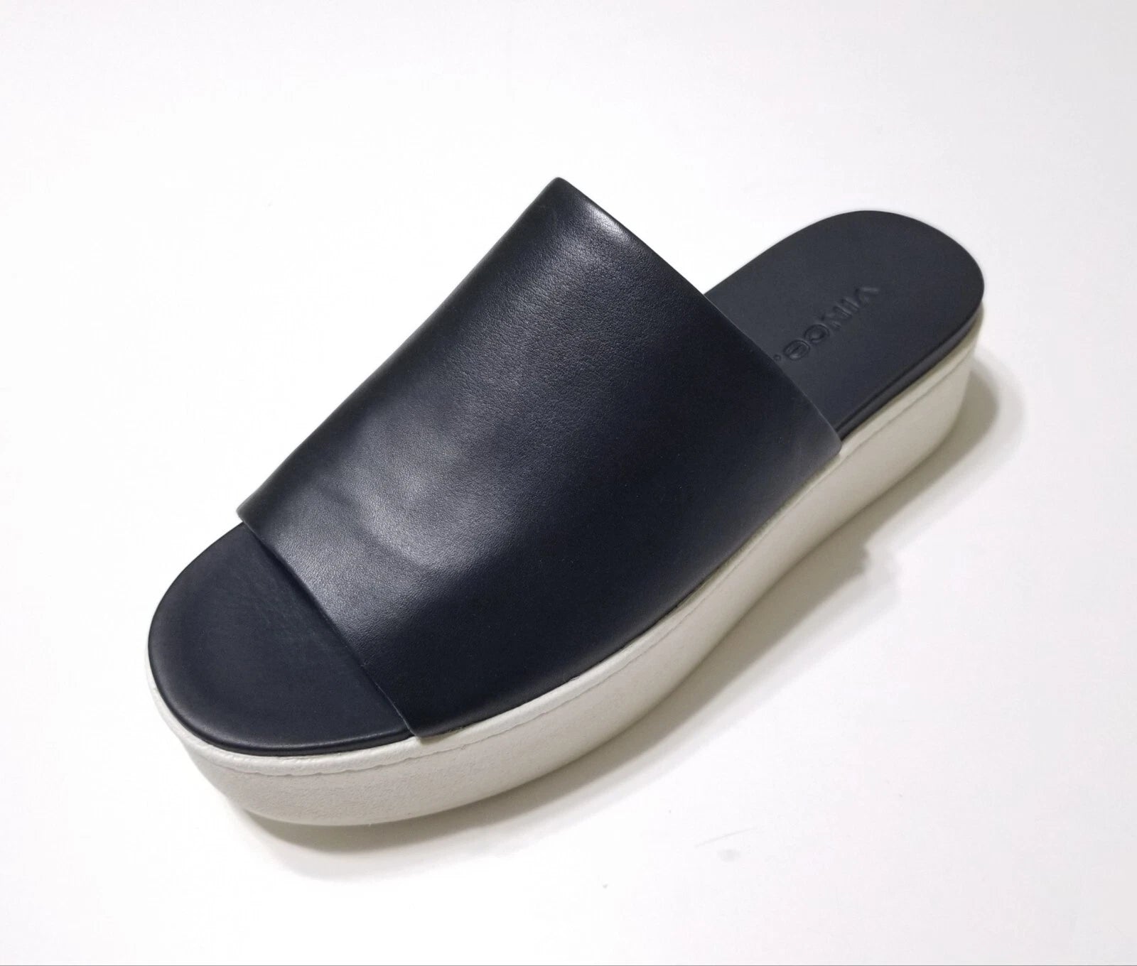 NIB Vince Walford Leather Platform Slide Sandals in Black Size 6.5, 9 $225