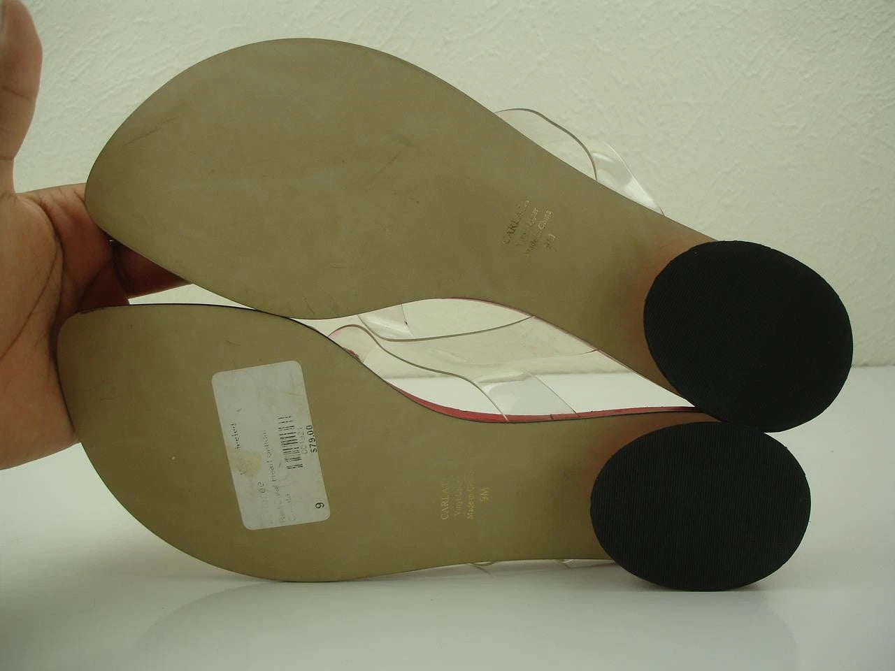 Women's 9 M J. Renee Carlata Red Rhinestones Heart Clear Thong Sandals Thong NWT