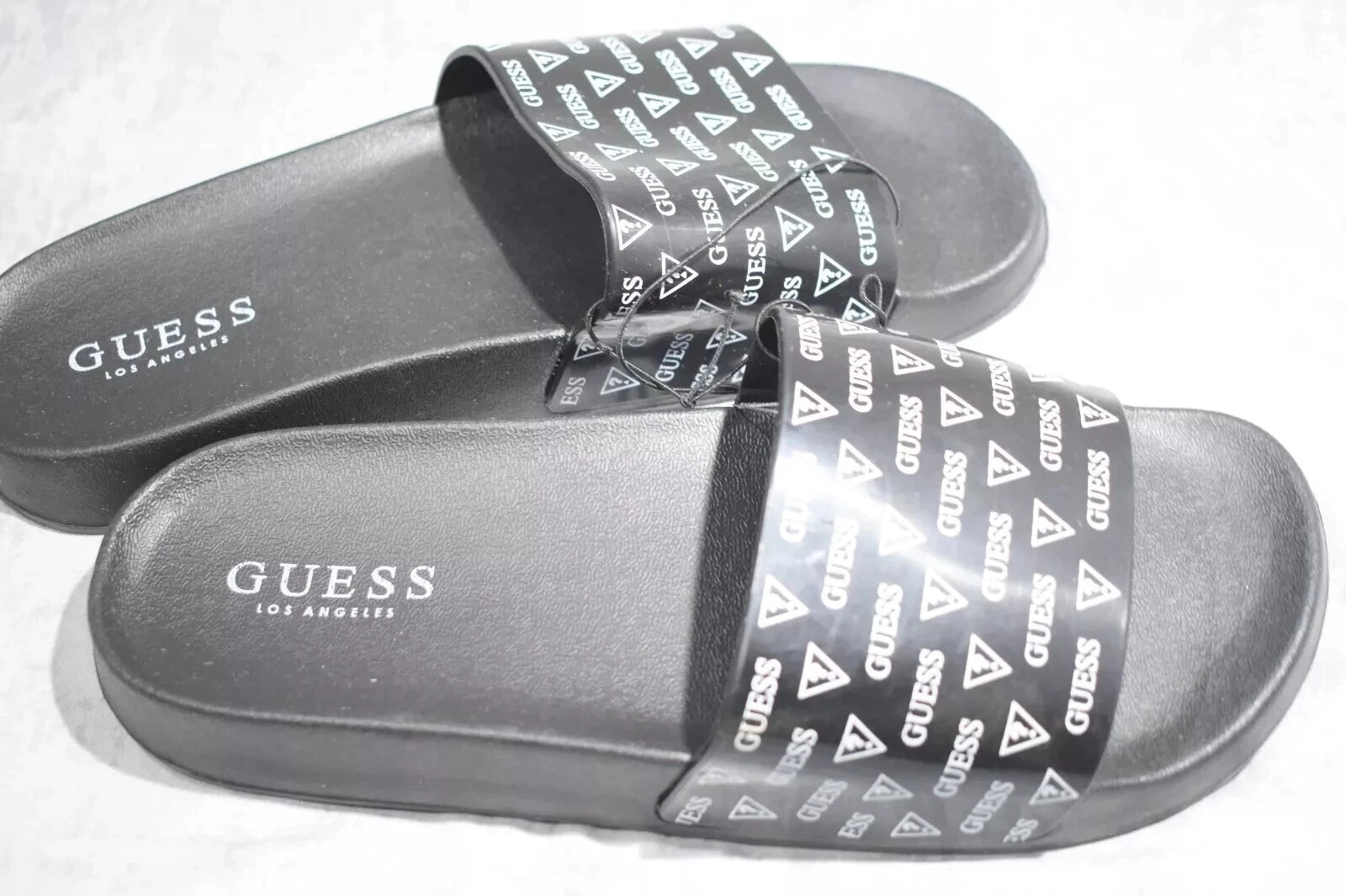 Guess Black Logo Slide Sandals, Size 7.5, Comfortable Slip-On Style