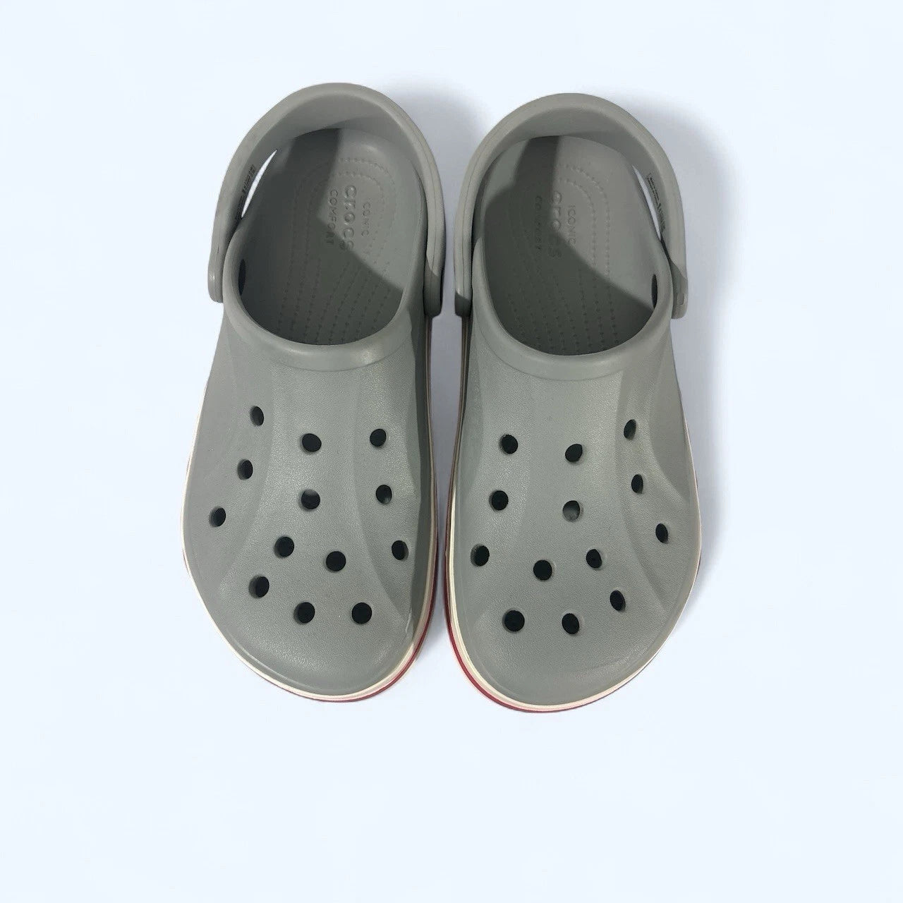 Crocs Crocband Clogs Unisex Men's 7/ Women's 9 Gray W/Red Trim