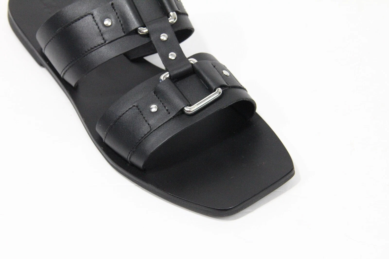 Caverley Cass Slide EU 40 NEW Black Leather Flat Sandal Women Minimalist style