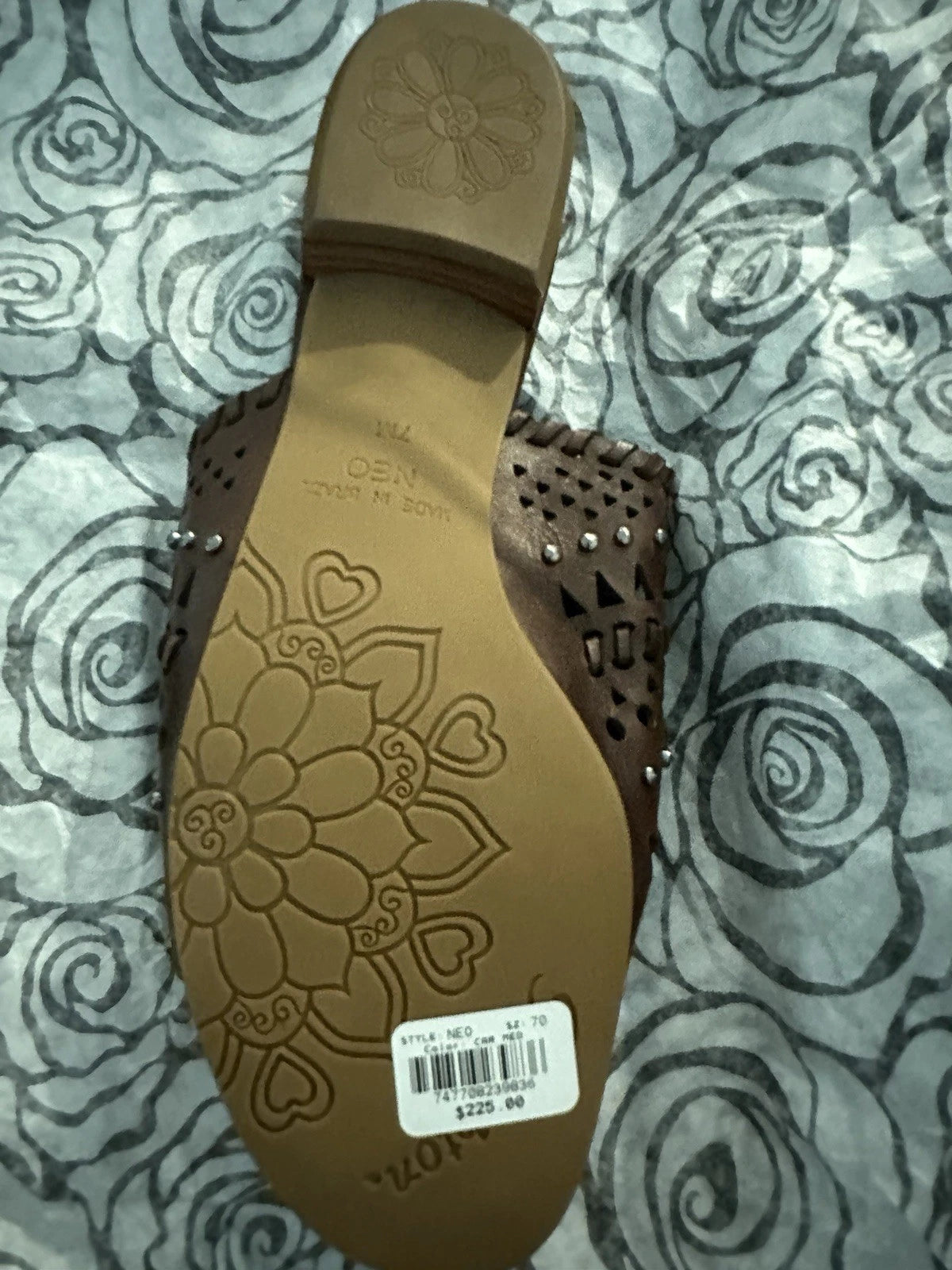 NWT - Brighton Sandal Slides Style NEO Brown Leather Silver-tone Hardware Size 7