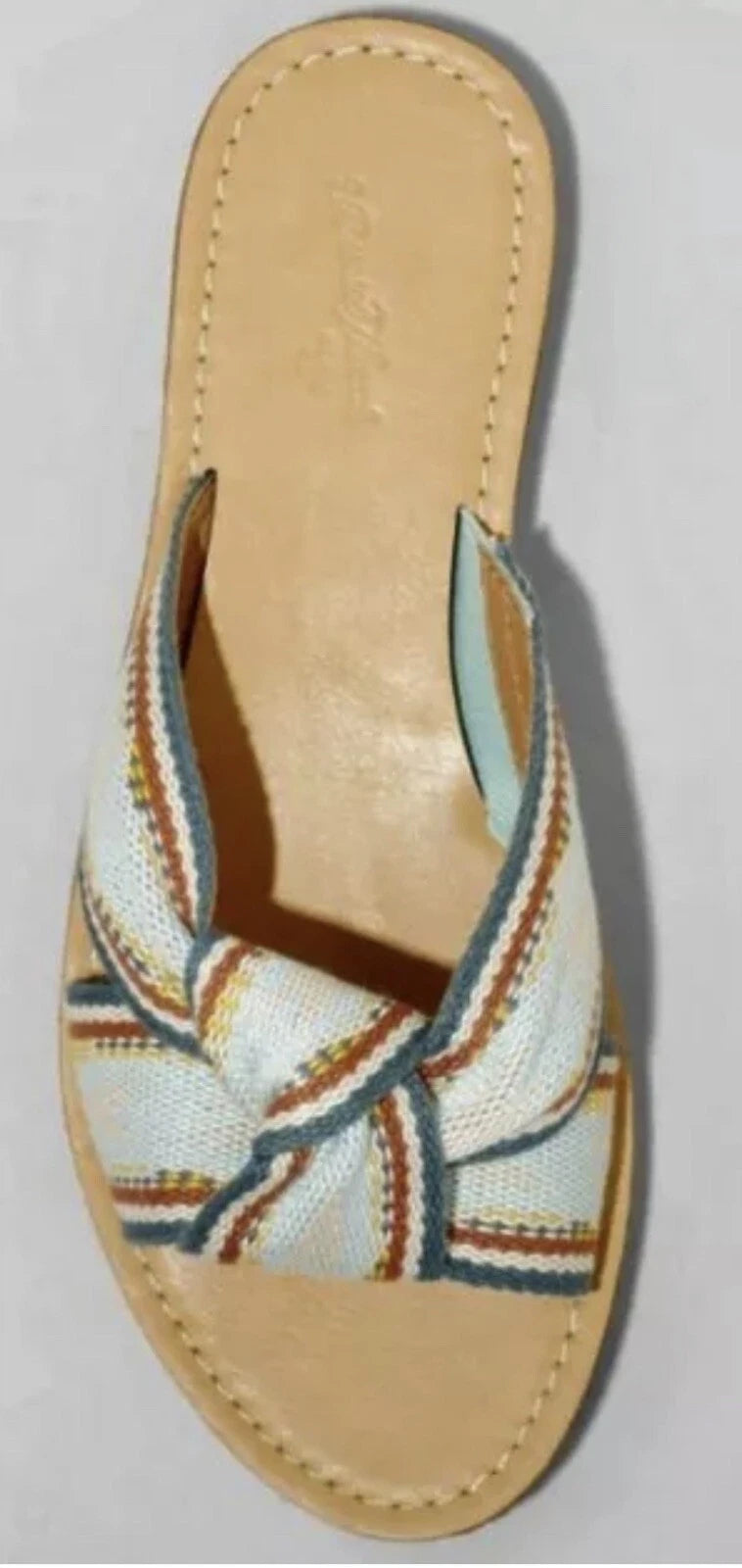 New Womens Melody Knotted Slide Glide Sandals Teal Stripe Universal Thread Sz 9