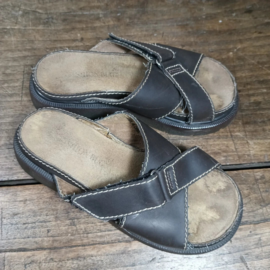 Fashion Bug Womens Sz 8.5 Sandals Slide Shoes Y2K Brown Vintage Chunky GRUNGE