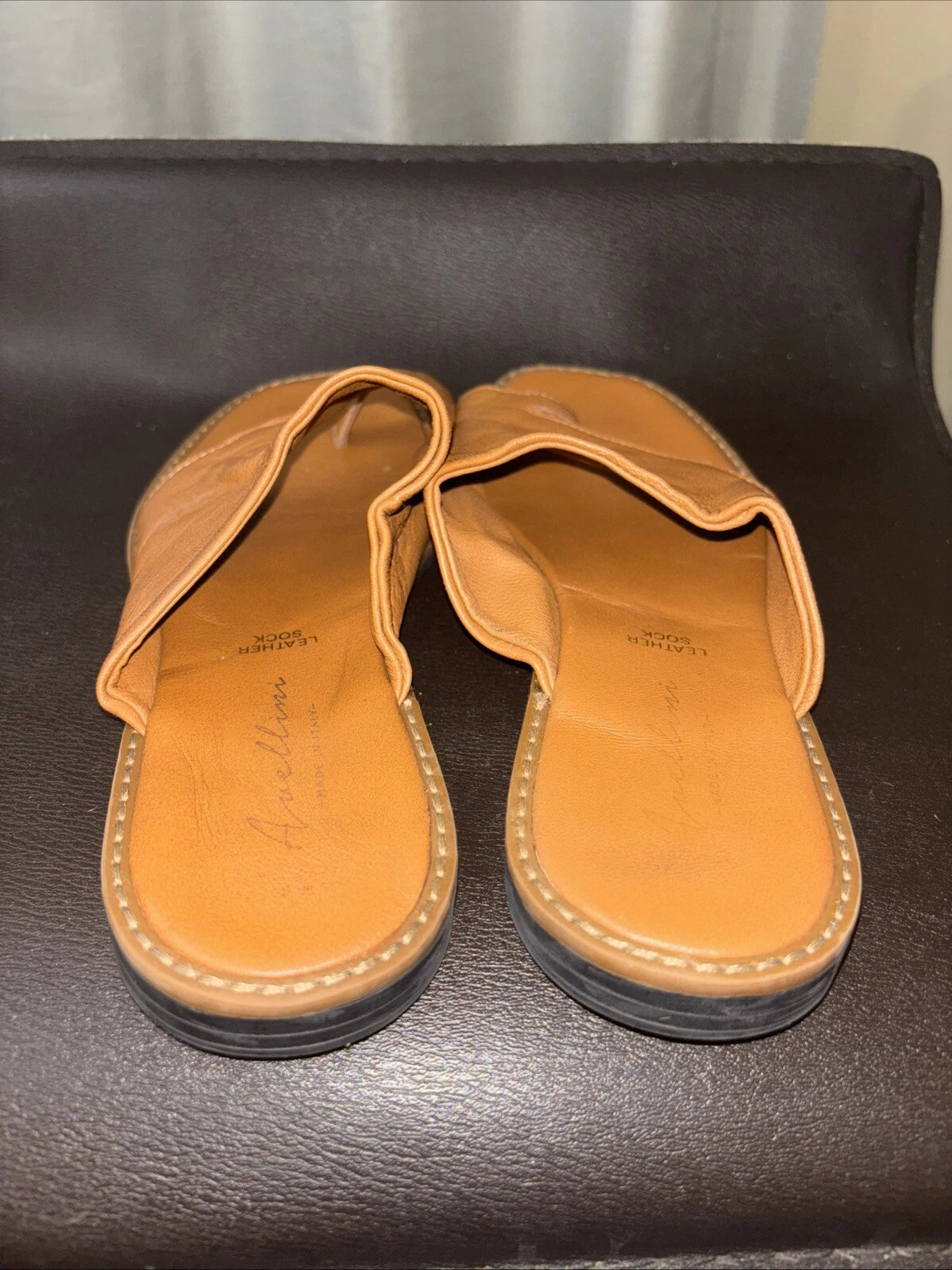 AVELLINI Womens Fairy Core Leather Sock Brown Slip on Sandals Style 3066 SZ 9