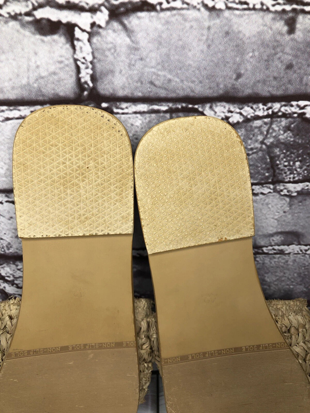 Style Park 1 Bamboo Beige Synthetic Slides Flats Sandals Women’s Sz 8M US/39EU