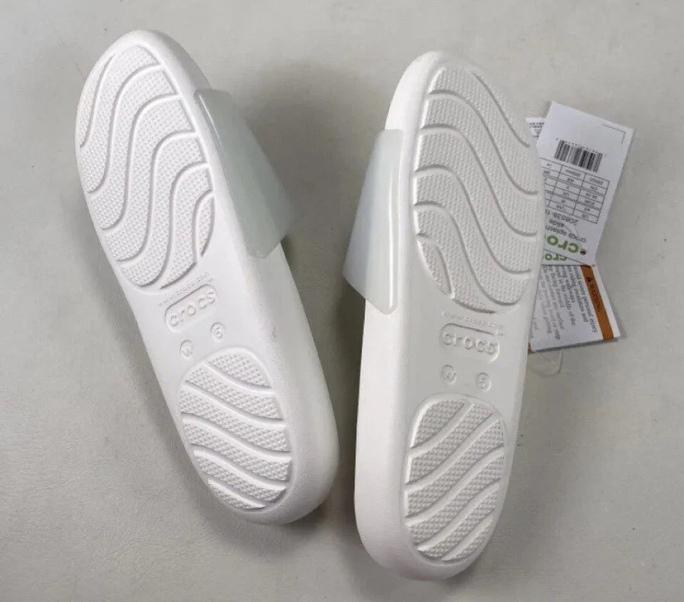NWT Crocs Splash Glossy Slide White Sandals Size 5. Style 208538-100