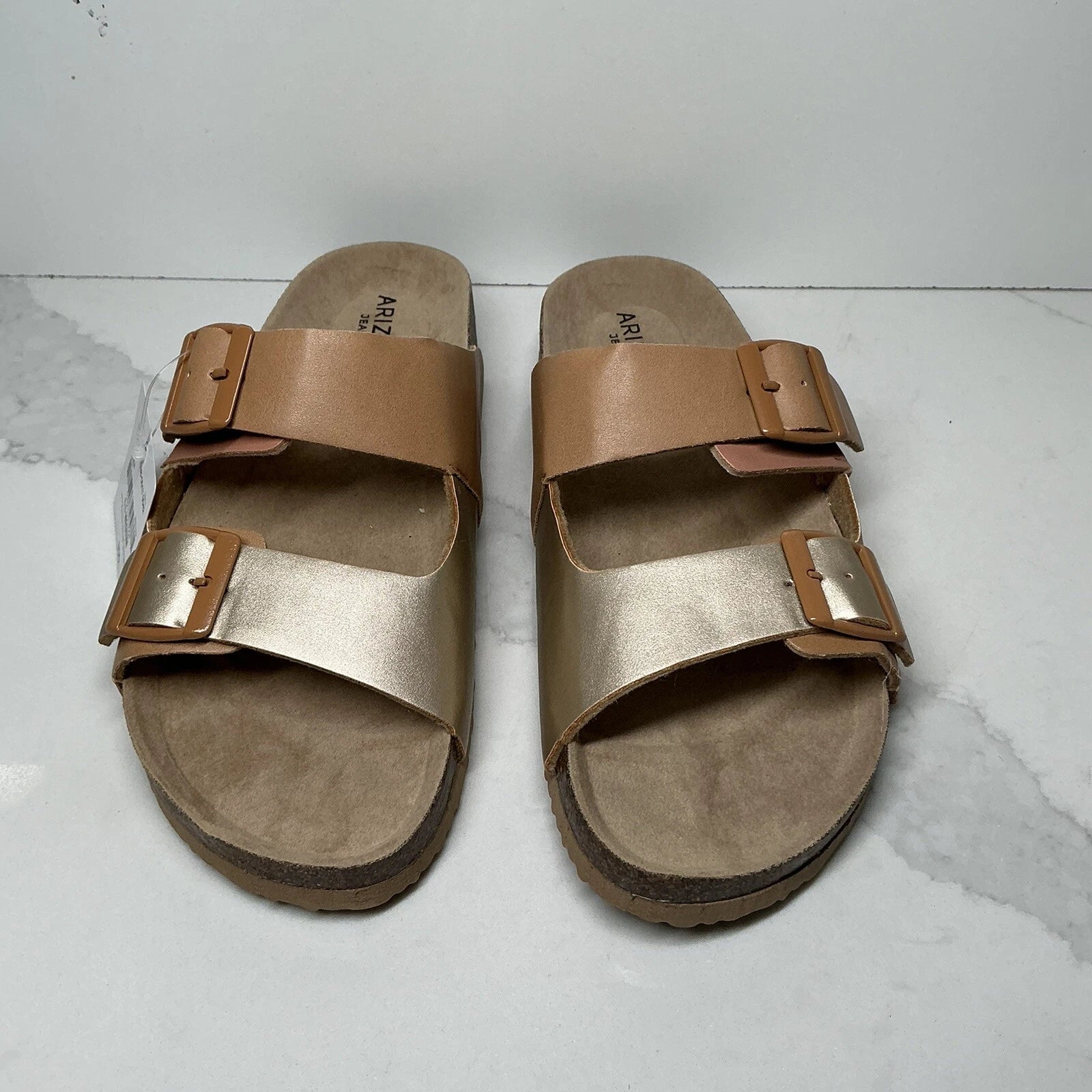 Sandals Flex style Arizona Jean Co Tan/Multi size 6.5M New