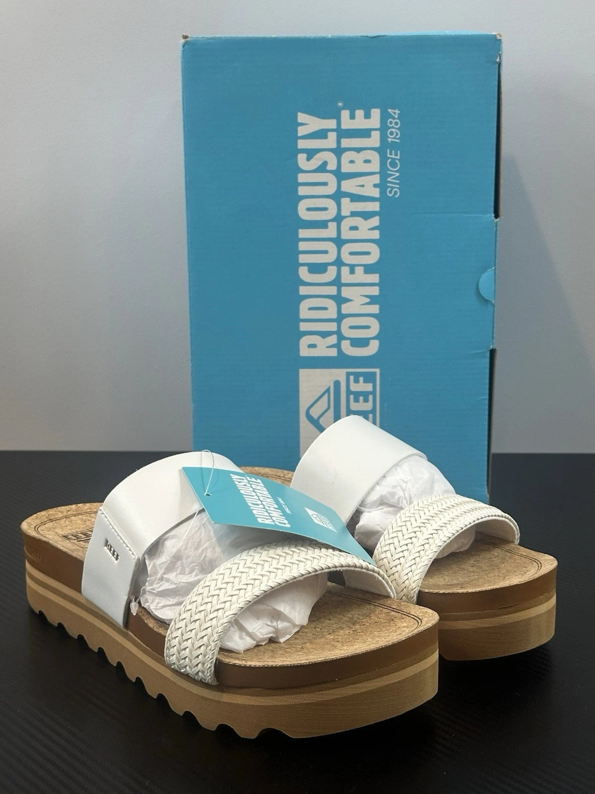 Reef Women’s US 9 Cushion Vista Hi White Braid Slip On Sandal, Style # CI9861