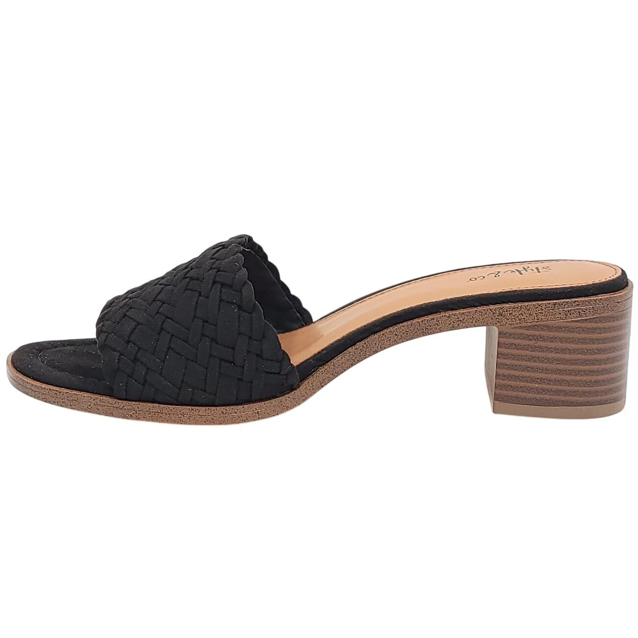 Style & Co Women Cassandraa Block Heel Woven Slide Sandals Size US 7M Black