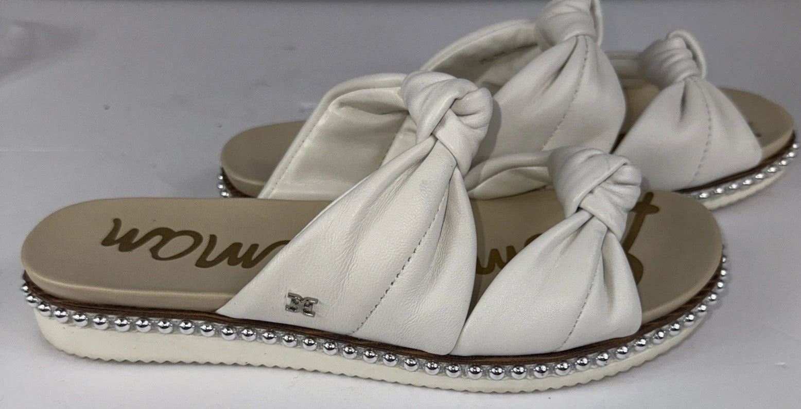 Sam Edelman Alyse Knotted Strap Studded sandals White Leather Womens Size 8.5M