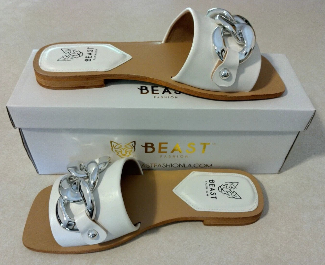 Beast Fashion Size 7.5 LANA-01 White Sandals NIB