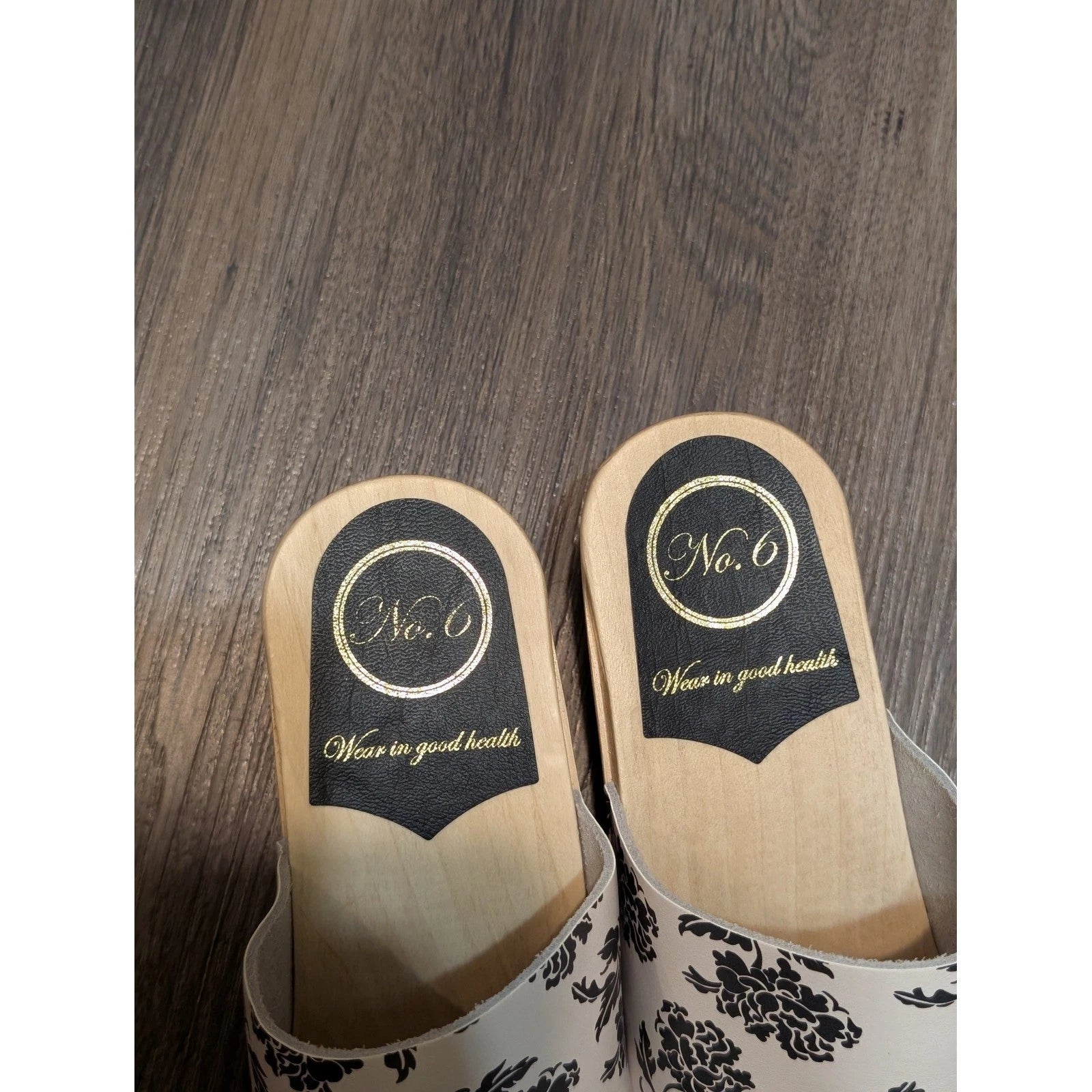 No.6 Store Floral Print Clogs Size 38 Wooden Heel Slip On Sandals