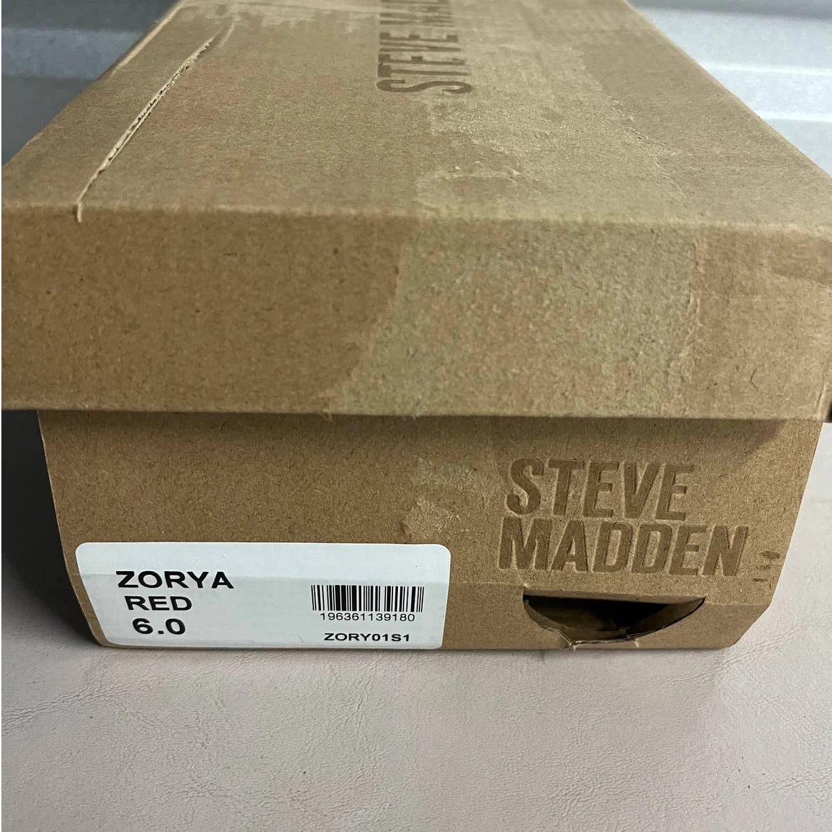 Steve Madden Women's Red Vegan Leather Braided Style Zorya Slide Sandal - Size 6