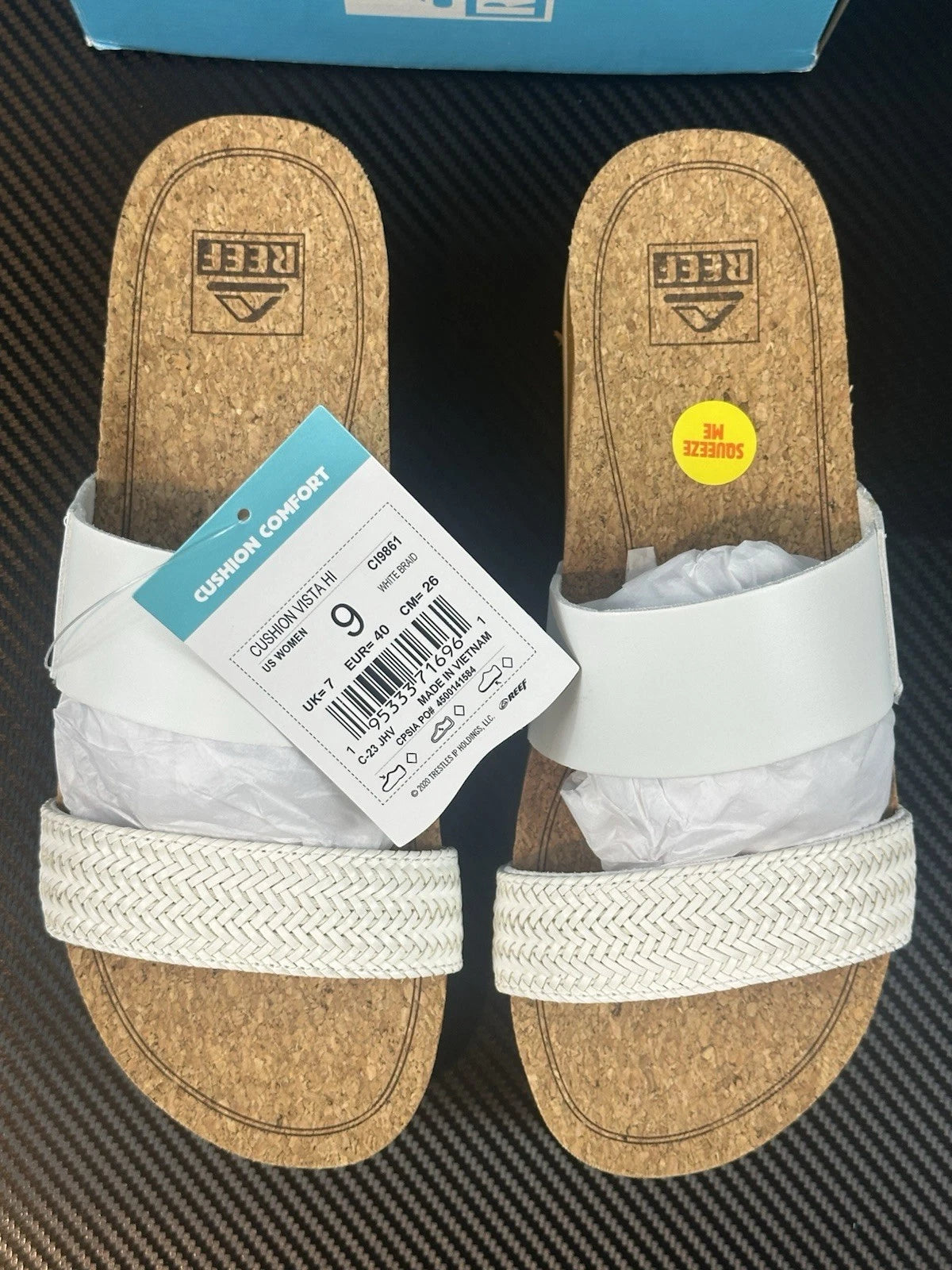 Reef Women’s US 9 Cushion Vista Hi White Braid Slip On Sandal, Style # CI9861