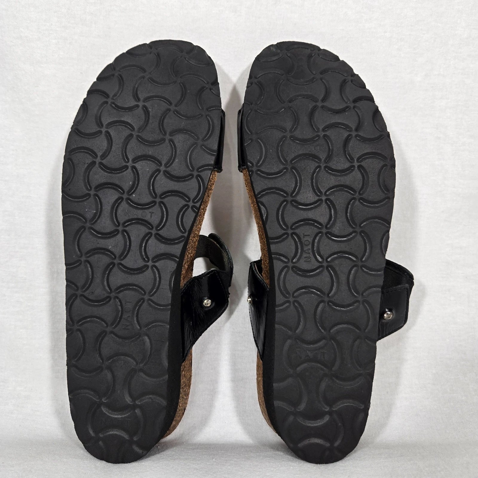 NOAT Ashley Rhinestone Adjustable Gore BLACK Leather Sandals Women's Size 8-8.5.