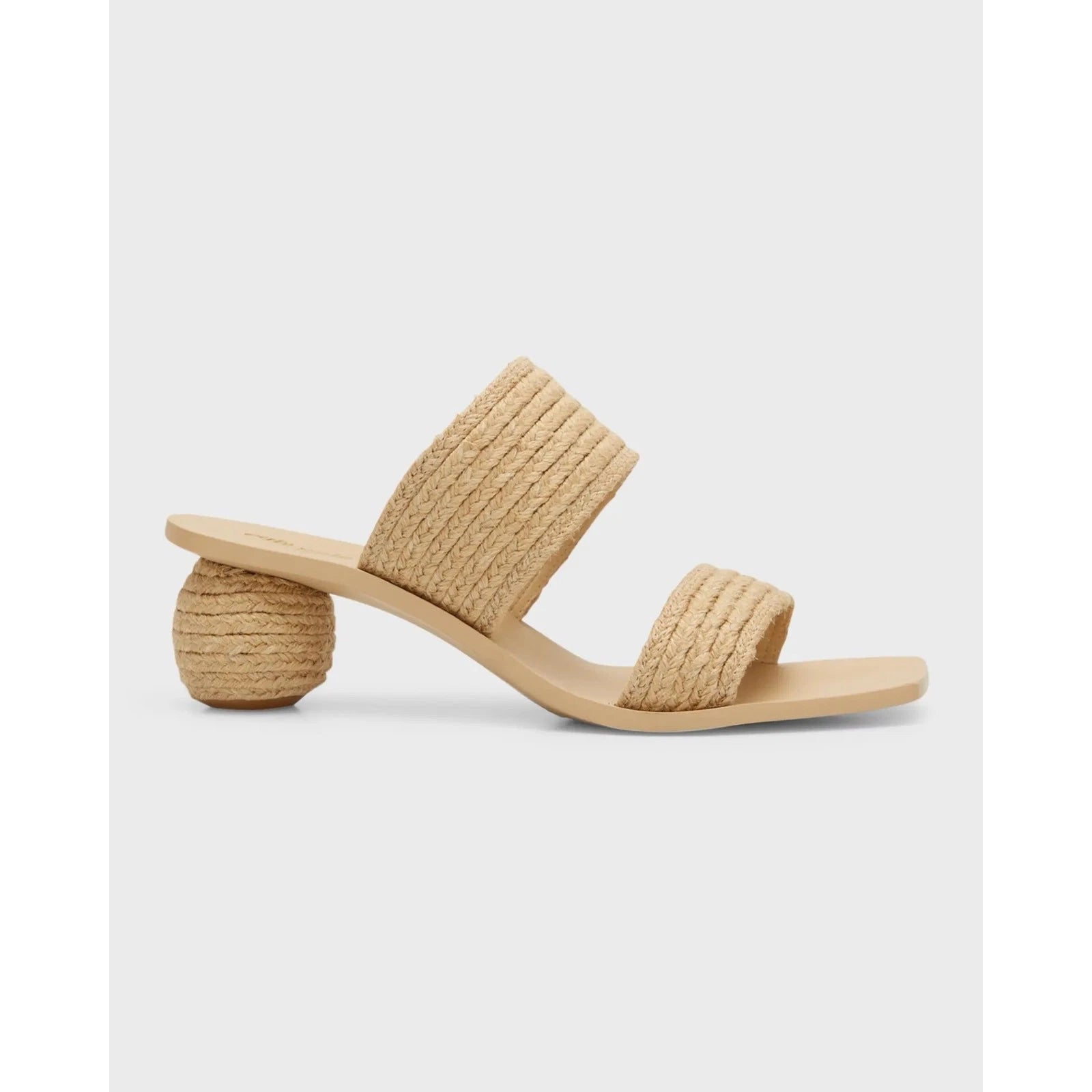 $428 Cult Gaia Jila Sandals Sphere Heel in Natural Open Toe Slide Style Sz 6 NEW