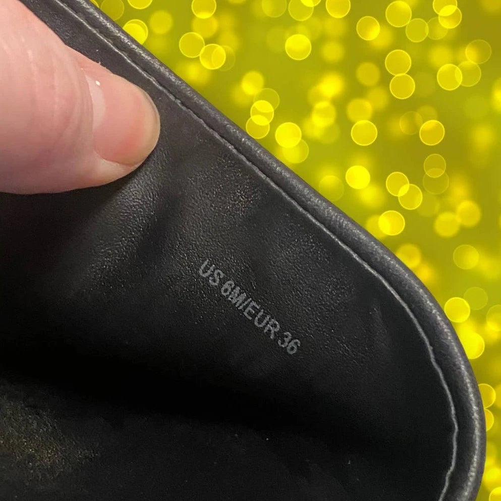 vince. Black Leather Platform Y2K-Style Slide Sandals Size 6