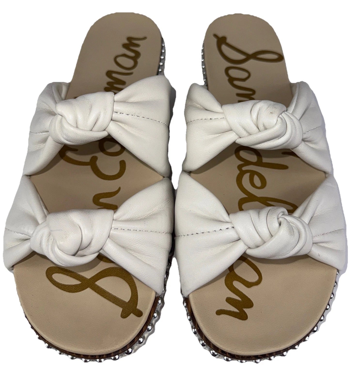 Sam Edelman Alyse Knotted Strap Studded sandals White Leather Womens Size 8.5M